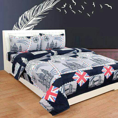 Shrya 140 TC Polycotton Double Abstract Flat Bedsheet(Pack of 1, White)