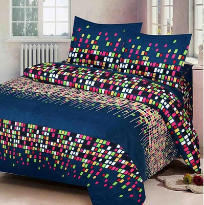 Shrya 140 TC Polycotton Double Abstract Flat Bedsheet(Pack of 1, Purple)