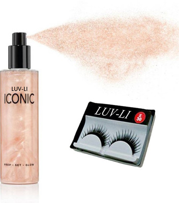 

LUV-LI BRIDAL COMBO 1 Iconic Prep & Set & Glow Highlighter, 1 PAIR EYE LASH(Set of 2)