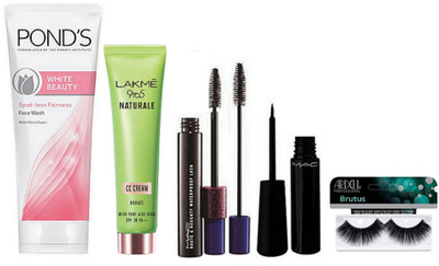 

BRUTUS Eyelashes, Mac Liquid Eyelinear, Hauty Naughty Mascara, Pond's White Beauty Spot-Less Fairness Face Wash, 9to5 Naturale Cc Cream Honey With Pure Aloe Vera(Set of 5)