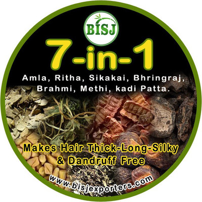 

BISJ 100% Herbal Hair And Skin Care Combo 7-in-1 Pack Reetha, Amla, Shikakai, Bhringraj, Brahmi, Methi and kadi Patta Powder For Hair Conditioning 200g(0.200 g)