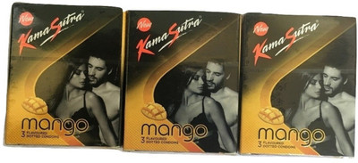 KamaSutra MANGO PACK OF 3 Condom(Set of 3, 9S)