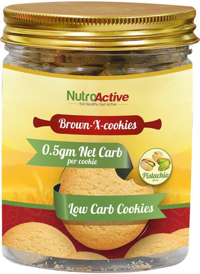 

NutroActive BrownXcookies Low Carb High Protein Pista Flavour 54 Coin Size Cookies (210g)(210 g)