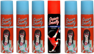 

Super Smelly Sweet As Sin With Whoosh 100% Toxin Free Deodorant Spray - For Men & Women(900 ml, Pack of 6)