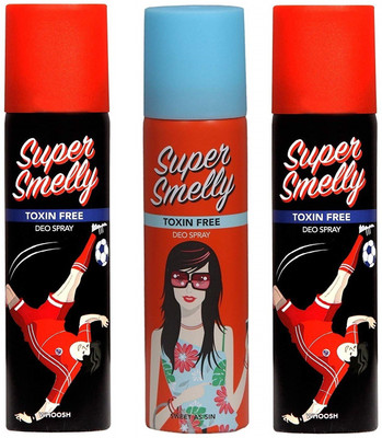 

Super Smelly Sweet As Sin With Whoosh 100% Toxin Free Body Spray - For Boys & Girls(450 ml, Pack of 3)