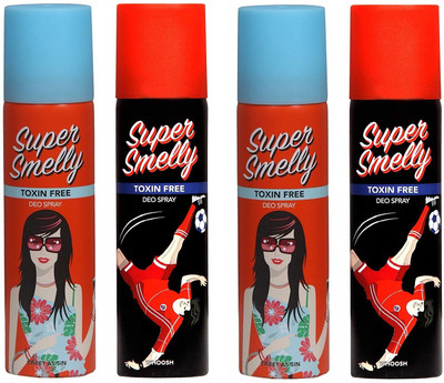 

Super Smelly Sweet As Sin With Whoosh 100% Toxin Free Deodorant Spray - For Men & Women(600 ml, Pack of 4)