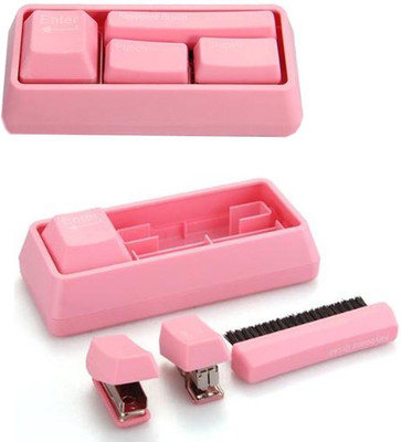PackNBuy 4 Compartments Plastic Stationary Desk Organizer Set(Pink)