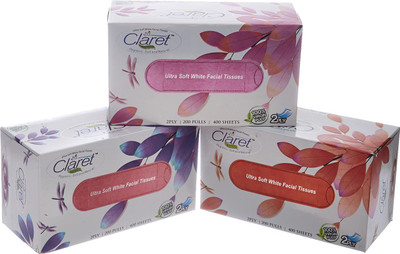 

CLARET Ultra Soft White 2 Ply Face Tissue(Pack of 600)
