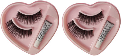 

CartKing False-Fake Eyelashes(Thick) With Glue Set Natural (2)(Pack of 2)