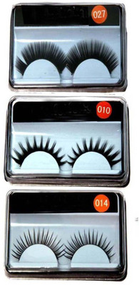 

Chokas Pack 3 Diffrent Pairs Black Handmade Natural 3D Thick Long False Eyelashes(Pack of 3)