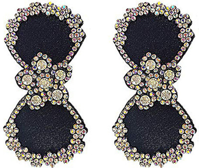 

Fashion closet Bow shape Floral blue color studded hair clip for women and girls Hair Clip(Blue)