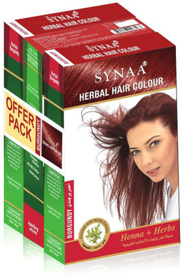 

Synaa Herbal Hair Color,Henna + Herbs - No PPD Pack of 3 Hair Color(Burgundy)