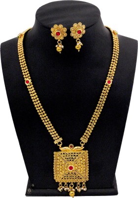 piah fashion Brass Gold-plated Gold Jewellery Set(Pack of 1)