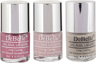 

DeBelle Gel Nail Lacquer 8 ml each Combo kit of 3 Laura Aura,Vintage Frost , Natural Blush(Pack of 3)