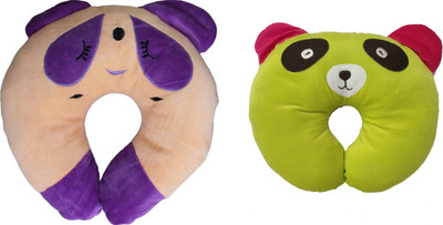 

EasyShop Panda_Cartoon Neck Support Soft baby Pillow for Children,made with best quality fabric with good looking_Pack of 2 (1 Green and 1Purple) Neck Pillow(Purple, green), Purple and green