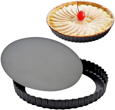 

Jazz My Mobile Non Stick Removable Bottom 8 Inches Mini Quiche Pans / Mini Tart Pan/Pizza Pan Mould Pizza Maker(Black)