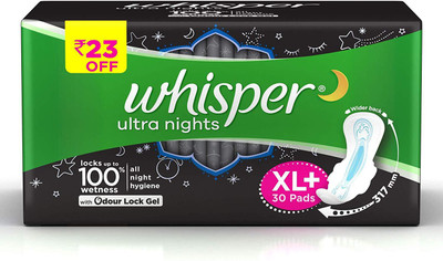 

Whisper Ultra Overnight Sanitary Pads with Wings - 30 Pieces (XL Plus) Sanitary Pad