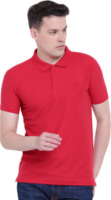 Galatea Solid Men Polo Neck Red T-Shirt