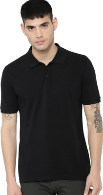 Galatea Solid Men Polo Neck Black T-Shirt