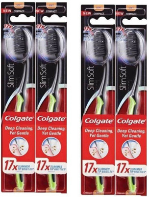 

Colgate Slim Charcoal Black Soft Toothbrush (Pack of 4) Soft Toothbrush(Pack of 4)