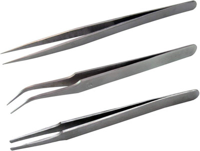 

WOWSOME 3pcs/set Stainless Steel Eyebrow Tweezer Eyelash Straight & Curved Tips Tweezers Used Extensively in Mobile / Gadget / Laptop Repair and Jewelry Repair