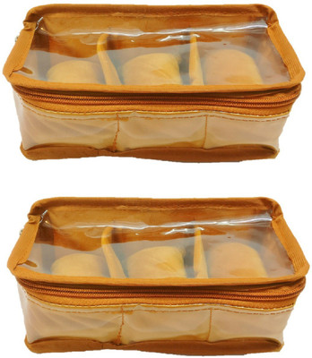 

KINDRED Pack of 2 Pieces 3 Slots Velvet Fabric Watch Case, Wrist Watch Cover Watch Bracelet Bangle Gift Case Watch Box Vanity Box(GoldBrown)