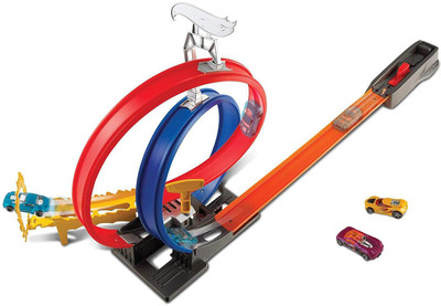 

NGEL Worlds Raceway Car Track Set with 2 Car and Launcher for Children(Multicolor)