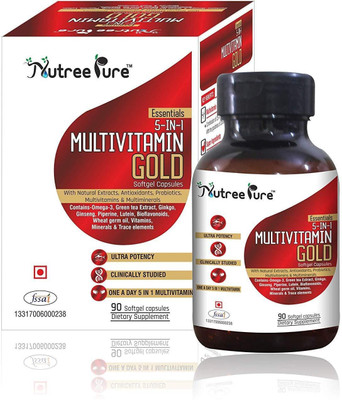 

Nutree Pure 5 in 1 Multivitamin Gold with Natural Extracts Ultra Potency 90 Capsules(90 No)