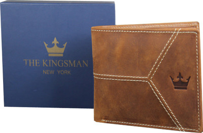 

THE KINGSMAN NEWYORK Men Tan Genuine Leather Wallet(10 Card Slots)