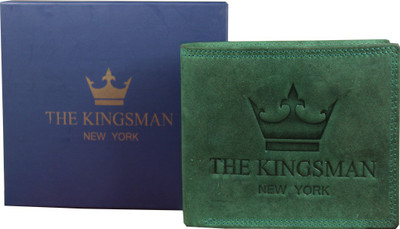 

THE KINGSMAN NEWYORK Men Green Genuine Leather Wallet(10 Card Slots)
