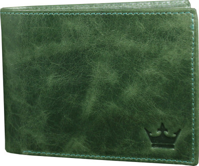 

THE KINGSMAN NEWYORK Men Green Genuine Leather Wallet(10 Card Slots)