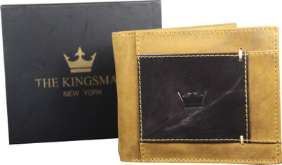 

THE KINGSMAN NEWYORK Men Tan Genuine Leather Wallet(10 Card Slots)