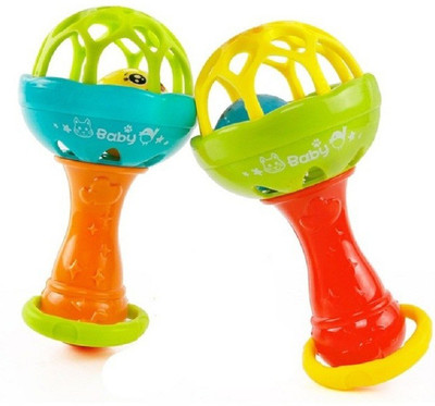 

Toy Jumble Pack of 2 Soft Plastic Rubber Hand Bell Baby Rattle Toy for Little One Rattle(Multicolor)