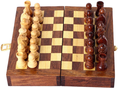 

Jaipuri Craft Finest Quality Wooden Folding Travel Chess Game Set, Handcrafted 15x15cm Chess Boards Set Board Game