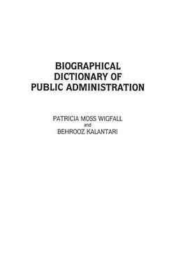 Biographical Dictionary of Public Administration(English, Hardcover, Kalantari Behrooz)