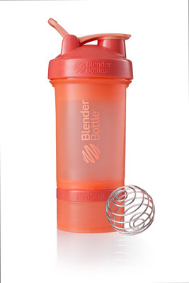 

Blender Bottle ProStak 650 ml Shaker(Pack of 1, Orange), Coral