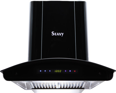 

Seavy Black Titanium Steel 60 Auto Clean Wall Mounted Chimney(Black/ Glossy Finish 1200 CMH)