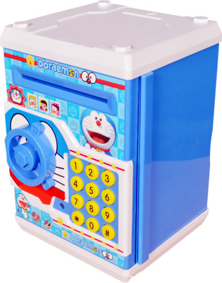 

Craftoy Electronic Piggy Bank ATM Password Lock Money Safe for Coins and Notes Collecting - Hello Kitty Coin Bank Coin Bank(Blue)