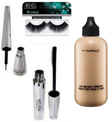 

BRUTUS Eyelashes & Mac Face & Body Foundation, Brooke candy Mascara & Eyeliner(Set of 4)