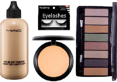

ravishing Eyelashes, Mac Face & body Foundation & compact & Eye shadow 8 palette(Set of 4)