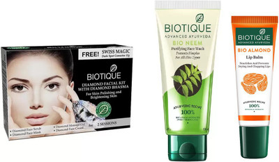 

BIOTIQUE BIO Diamond Facial Kit, Bio Neem Purifying Face Wash, lip balm(Set of 3)