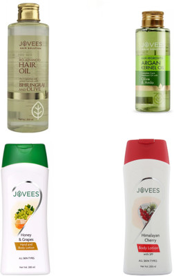 

Jovees Bio Advanced Hair Oil-Bharingraj and Olive. & Hair Regrowth-Argan Kernel Oil-Olive and Amla,,, Hand and Body Lotion-Honey~Grapes & Himalayan Cherry.(Set of 1)