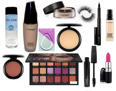 

divas beauty Silicon Puff, Hyper Real Foundation, Compact, Candy yum-yum Lipstick,Loose powder, Haute & naughty Mascara, Penliner, Pro Longwear Concealer, Blusher, Eyeshadow Palette & Makeup Remover(Set of 13)
