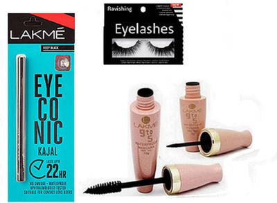 

ravishing Eyelashes ,Lakme eyeconic kajal & Eyeliner& Mascara(Set of 4)