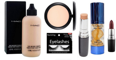

ravishing Eyelashes ,Mac Face & Body Foundation,Contour Stick Concealer&Lipstick&Primer&Compact(Set of 6)