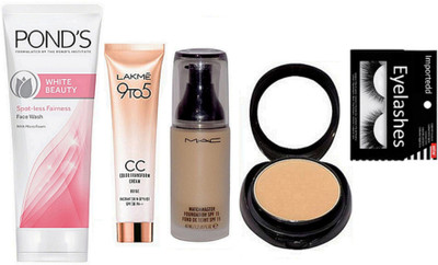

Importedd Eyelashes, Mac Matchmaster Foundation, Two Way Compact, 9to5 cc cream, Pond's White Beauty Spot-Less Fairness Face Wash(Set of 5)