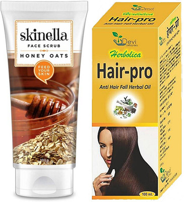 

skinella Honey Oats Face Scrub and anti hair fall oil combo(Set of 2)