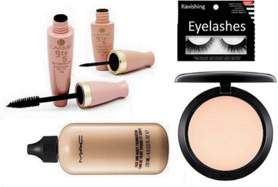 

ravishing Eyelashes, Mac Face and body foundation, studio fix compact, 9 to 5 eyeliner with mascara(Set of 5)