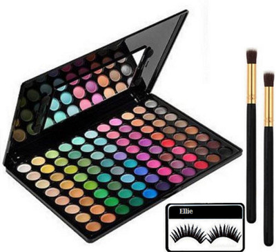 

ellie Eyelashes,makeup brush (set of 2) with mac 88 multi shades eyeshadow palette(Set of 4)