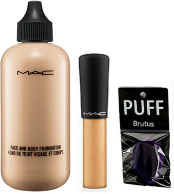 

BRUTUS Silicon Puff, Mac Face And Body Foundation & Mineralize Concealer(Set of 3)